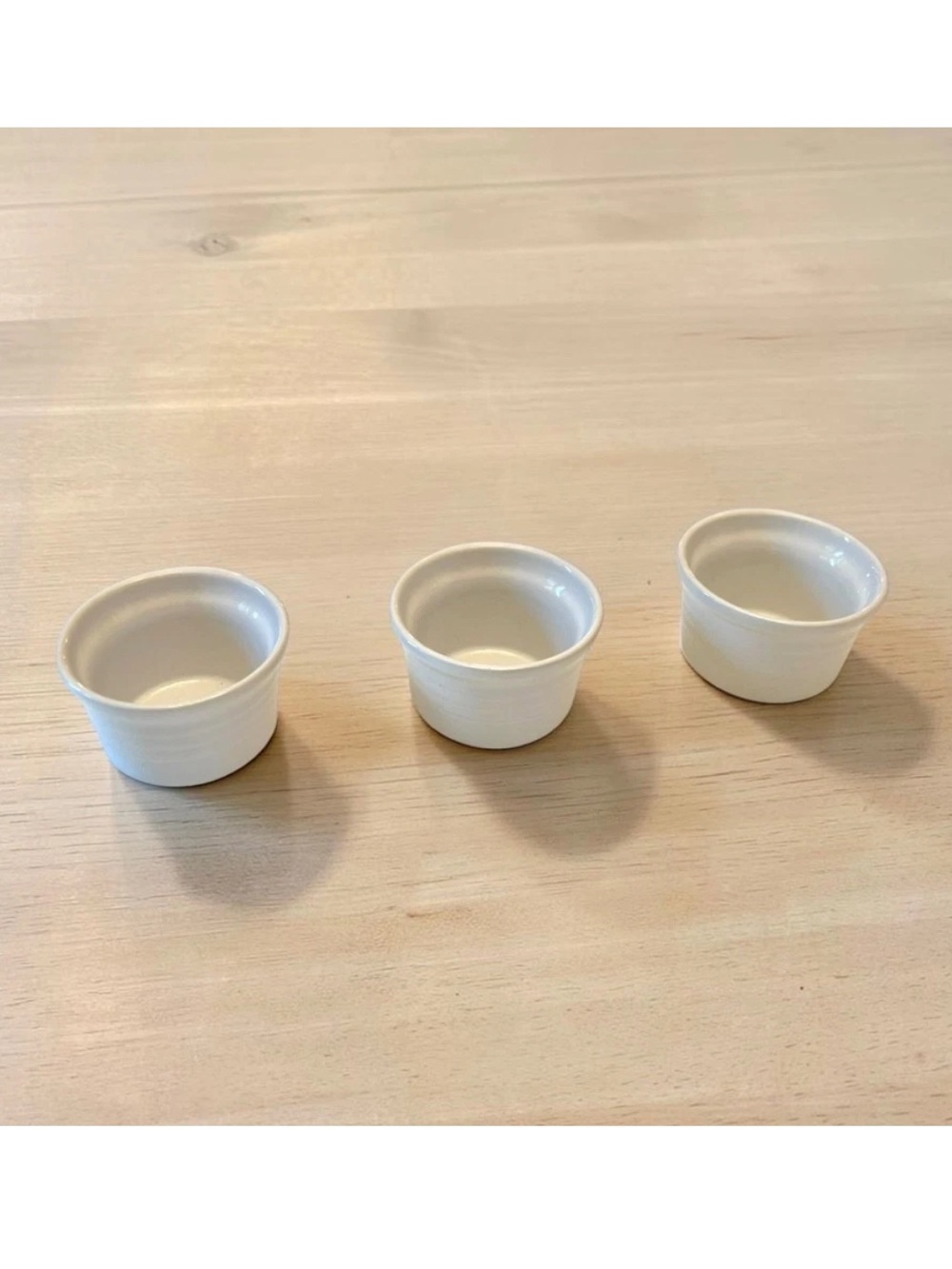 Le Creuset 3 Pc White Stoneware Baking Ramekins Custard Cups France